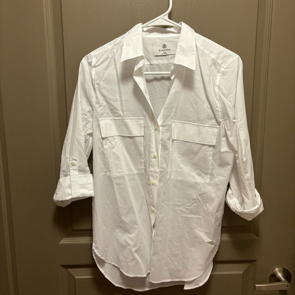 Aritzia Babaton Utility Shirt White XXS New 100% Cotton